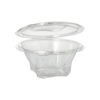 Feinkostbecher und Salatschalen To Go, mit Klappdeckel, R-PET, rund, 500 ml, glasklar