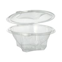 Feinkostbecher und Salatschalen To Go, mit Klappdeckel, R-PET, rund, 750 ml, glasklar