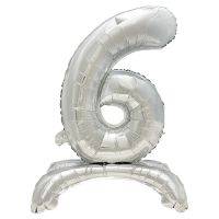 Folienluftballon 73 cm silber "6" stehend