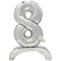 Folienluftballon 73 cm silber "8" stehend