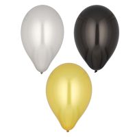 Luftballons Ø 25 cm schwarz/gold/silber