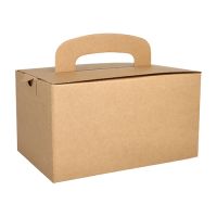 Lunch-Boxen aus Pappe "pure" mit Tragegriff, braun 