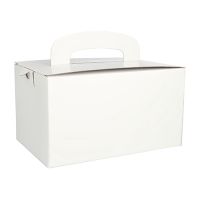 Lunchbox aus Pappe mit Tragegriff, weiss 