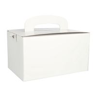 Lunchbox aus Pappe "pure" mit Tragegriff, weiss, 12,5 x 15,5 x 22,5 cm
