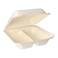 Menüboxen aus Zuckerrohr "pure" 2-geteilt 20 x 22 cm weiss