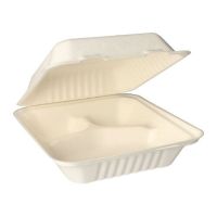 Menüboxen aus Zuckerrohr "pure" 3-geteilt 20 x 22 cm weiss