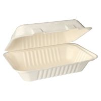Menüboxen aus Zuckerrohr "pure" ungeteilt 15,5 x 23 cm weiss