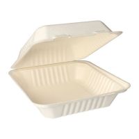 Menüboxen aus Zuckerrohr "pure" ungeteilt 20 x 22 cm weiss