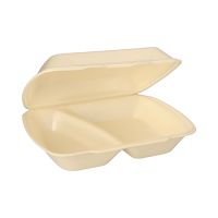 Menüboxen mit Klappdeckel, XPS 2-geteilt 7,5 x 24,3 x 20,8 cm creme