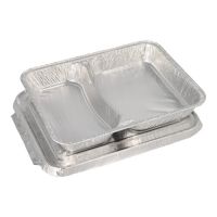 Menüschalen + Deckel, Alu 2-geteilt 830 ml 3 x 17,7 x 22,5 cm