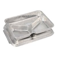 Menüschalen + Deckel, Alu 3-geteilt 760 ml 3 x 17,7 x 22,5 cm
