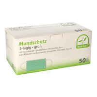 Mundschutz Typ IIR, 3-lagiges Vlies 9 x 17,5 cm grün mit Nasenbügel und Elastikbändern