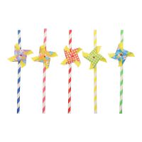 Papierstrohhalme Ø 6 mm · 20 cm farbig sortiert "Windmill"