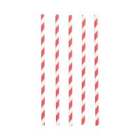 Papierstrohhalme Ø 6 mm · 20 cm rot/weiss "Stripes"