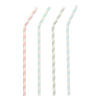 Papierstrohhalme Ø 6 mm · 22 cm, farbig sortiert "Stripes" biegbar