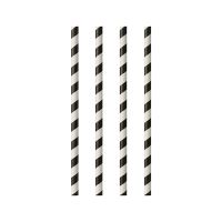 Papierstrohhalme Ø 6 mm · 24 cm schwarz/weiss "Stripes"
