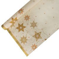 Papiertischdecke für Weihnachen, creme 6 x 1,2 m "Just Stars"