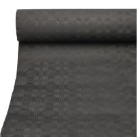 Papiertischdecke, schwarz mit Damastprägung 50 x 1 m