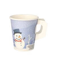 Pappbecher mit Henkel, 0,2 l Ø 8 cm · 9,3 cm "Snowman" 