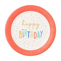 Pappteller rund Ø 23 cm "Happy Birthday"