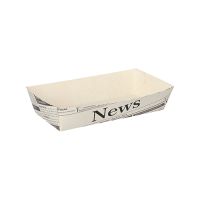 Pommes-Frites-Trays 8,5 x 16,5 cm weiss "Newsprint" groß