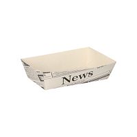 Pommes-Frites-Trays 9 x 13,5 cm weiss "Newsprint" mittel