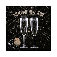 Servietten, 3-lagig 1/4-Falz 25 x 25 cm "Welcome New Year"