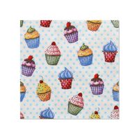 Servietten, 3-lagig 1/4-Falz 25 x 25 cm farbig "Cupcakes"