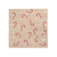 Servietten, 3-lagig 1/4-Falz 25 x 25 cm natur "Candy Canes" aus recyceltem Papier