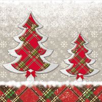 Weihnachtsservietten, 3-lagig 1/4-Falz 33 x 33 cm "Chequers Tree"