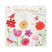 Servietten, 3-lagig 1/4-Falz 33 x 33 cm "Birthday Flowers"