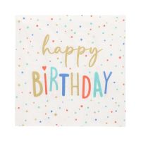 Servietten, 3-lagig 1/4-Falz 33 x 33 cm "Happy Birthday" 