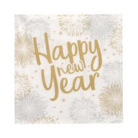 Servietten, 3-lagig 1/4-Falz 33 x 33 cm "Happy New Year"