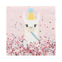 Servietten, 3-lagig 1/4-Falz 33 x 33 cm "Llama Party"