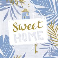 Servietten, 3-lagig 1/4-Falz 33 x 33 cm blau "Sweet Home"