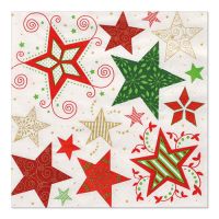 Servietten, 3-lagig 1/4-Falz 33 x 33 cm creme "Heavenly Stars"