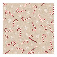 Servietten, 3-lagig 1/4-Falz 33 x 33 cm natur "Candy Canes" aus recyceltem Papier