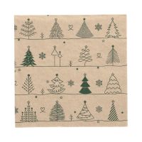 Servietten, 3-lagig 1/4-Falz 33 x 33 cm natur "Various X-Mas Trees" aus recyceltem Papier