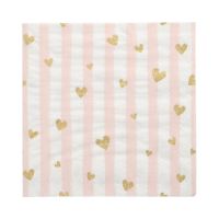 Servietten, 3-lagig 1/4-Falz 33 x 33 cm pink "Golden Hearts"