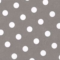 Servietten, 3-lagig 1/4-Falz 40 x 40 cm grau "Dots"