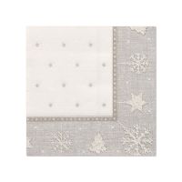 Servietten "ROYAL Collection" 1/4-Falz 25 x 25 cm silber "X-Mas"