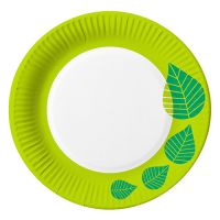 Pappteller Ø 23 cm grün "Graphic Leaves"