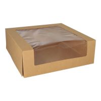 Tortenkartons mit Deckel eckig 10 x 30 x 30 cm mit Sichtfenster aus PLA