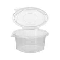 Transparenter Verpackungsbecher mit anhängendem Klappdeckel, 500 ml