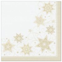 Weihnachtsservietten, champagner "ROYAL Collection" 1/4-Falz 40 x 40 cm "Just Stars"