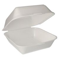 XXL Burger-Boxen mit Klappdeckel aus XPS, 20 x 20 cm weiss, laminiert