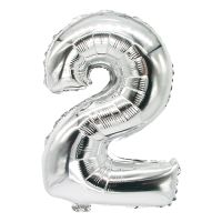 Zahlen-Luftballons aus Folie 35 x 20 cm silber "2"