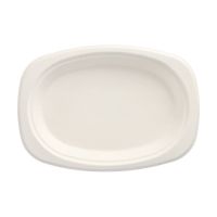 Zuckerrohr Teller oval "pure" 23 x 16 cm weiss
