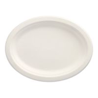 Zuckerrohr Teller oval "pure" 26 x 20 cm weiss